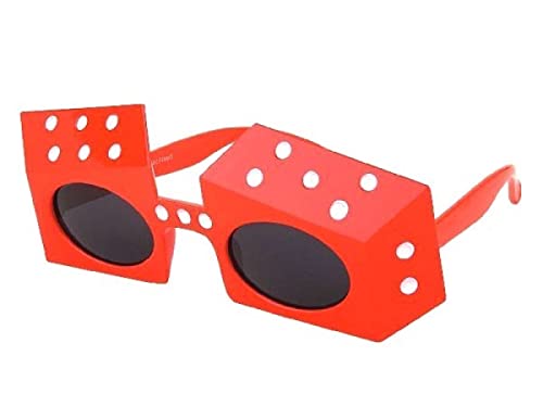 Alsino Sonnenbrille Herzbrille Fun-Brille Party Brille Photo-Booth Hippie, Einheitsgröße für Damen und Herren – (F-017) Würfel rot von Alsino