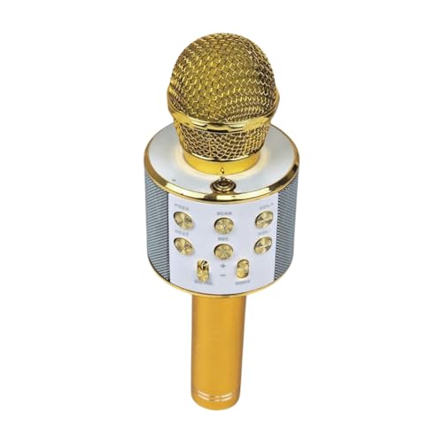 Alsino tragbares Bluetooth Karaoke Mikrofon in Gold - Drahtlos, Android, iPhone, iPad und PC über Bluetooth, Geschenk für Kinder, Erwachsene, Heim-Partys & JGA – Mit Lautsprecher & Recorder von Alsino