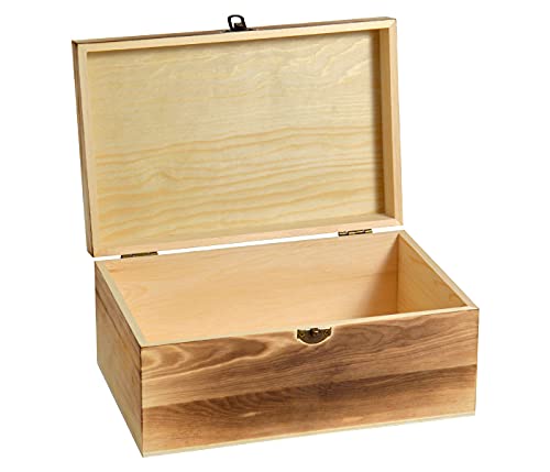 Aufbewahrung Holzbox mit Deckel - B: 27 cm H: 11 cm - Geflammt verschiedene Größen hochwertiges Holz - Aufbewahrungsbox Holz-Schatulle Schatzkiste Sortierbox Holzboxen Dekoration 04 von Alsino