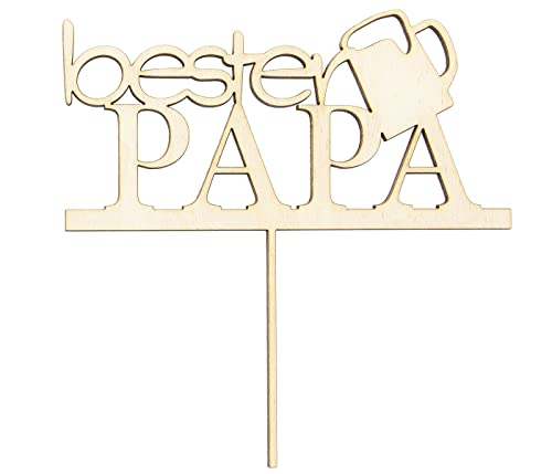 Cake Topper mit Spruch 'Bester Papa' personalisiert - Naturholz oder Acrylglas Tortendeko Kuchendeko Torte, Motiv: bester Papa-2, Material: Birke Multiplex von Alsino