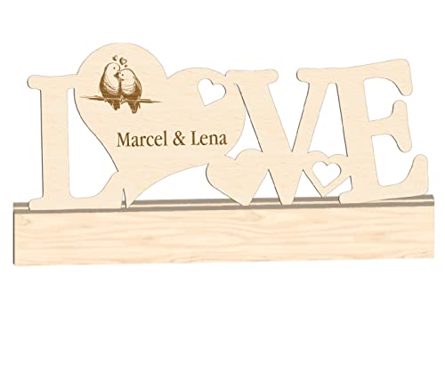 Deko Aufsteller Love personalisiert Hochzeitsgeschenk Muttertag Valentinstag Vatertag Geschenkidee für Freundin, Holz oder Acryl - 15-30 cm Größe von Alsino