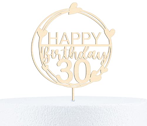 Alsino Happy Birthday Cake Topper Geburtstag 18-90 Jahre Kuchendeko aus Holz 15 cm Höhe, Motiv wählen:30 Jahre von Alsino
