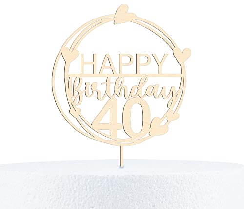 Alsino Happy Birthday Cake Topper Geburtstag 18-90 Jahre Kuchendeko aus Holz - 15 cm Höhe, Motiv wählen:40 Jahre von Alsino