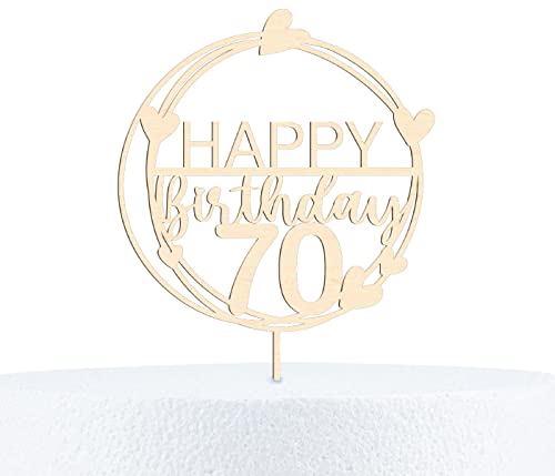 Alsino Happy Birthday Cake Topper Geburtstag 18-90 Jahre Kuchendeko aus Holz 15 cm Höhe, Motiv wählen:70 Jahre von Alsino