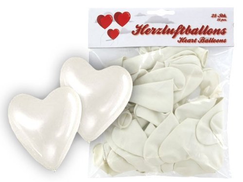 Alsino Herzluftballons Herzballons - Umfang ca. 64 cm - für Hochzeit, Party, Valentinstag, Liebe, Geburtstag, Feste, Dekoration, (weiß, 100 Stück) von Alsino