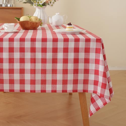 Alsoo Gingham-Tischdecke, rechteckig, strapazierfähig, Baumwolle, kariert, Büffelkariert, Tischdecken für Frühling, Picknick, Küche, Esszimmer, Rot und Weiß, 152,4 x 269,2 cm Alsoo Gingham-Tischdecke, rechteckig, strapazierfähig, Baumwolle, kariert, Büffelkariert, Tischdecken für Frühling, Picknick, Küche, Esszimmer, Rot und Weiß, 152,4 x 269,2 cm von Alsoo