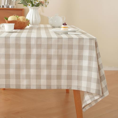 Alsoo Karierte Tischdecke, rechteckig, waschbar, Büffelkariert, Baumwollleinen, Gingham-Tischdecke für Picknick, Küche, Esszimmer, Beige und Weiß, 60 x 75 cm Alsoo Karierte Tischdecke, rechteckig, waschbar, Büffelkariert, Baumwollleinen, Gingham-Tischdecke für Picknick, Küche, Esszimmer, Beige und Weiß, 60 x 75 cm von Alsoo