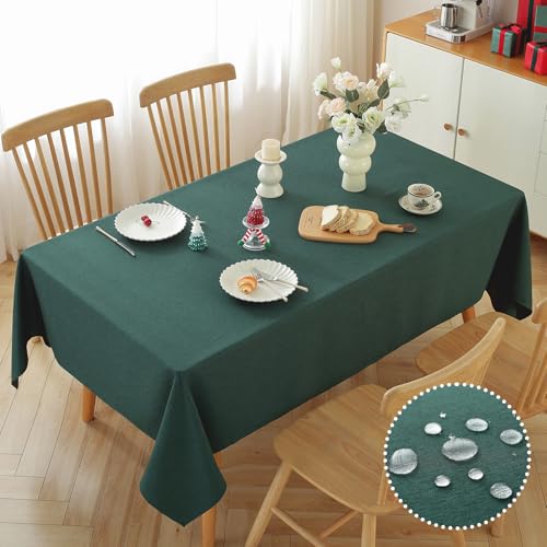 Alsoo Tischdecke für rechteckige Tische, 152,4 x 277,7 cm, wasserdicht, auslaufsicher und knitterfrei, maschinenwaschbar, Tischdecke für Esstische, Küche, Partys, Dunkelgrün Alsoo Tischdecke für rechteckige Tische, 152,4 x 277,7 cm, wasserdicht, auslaufsicher und knitterfrei, maschinenwaschbar, Tischdecke für Esstische, Küche, Partys, Dunkelgrün von Alsoo