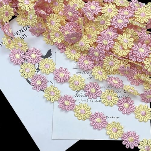 15 Yards/13,7m Spitzenborte Blumen 25mm, Florale Spitzenborte Gelb Hellrosa, Blumenband Stoffblumen zum Aufnähen, Dekoband für Borten und Bänder zum Nähen für Hüte, Kleidung, Taschen usw 15 Yards/13,7m Spitzenborte Blumen 25mm, Florale Spitzenborte Gelb Hellrosa, Blumenband Stoffblumen zum Aufnähen, Dekoband für Borten und Bänder zum Nähen für Hüte, Kleidung, Taschen usw von Altaroo