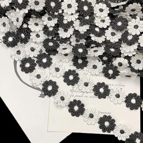 15 Yards/13,7m Spitzenborte Blumen 25mm, Florale Spitzenborte Weiß Schwarz, Blumenband Stoffblumen zum Aufnähen, Dekoband für Borten und Bänder zum Nähen für Hüte, Kleidung, Taschen usw 15 Yards/13,7m Spitzenborte Blumen 25mm, Florale Spitzenborte Weiß Schwarz, Blumenband Stoffblumen zum Aufnähen, Dekoband für Borten und Bänder zum Nähen für Hüte, Kleidung, Taschen usw von Altaroo