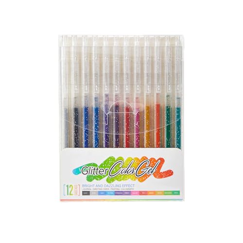 Altaroo 12 Stück Glitzerstifte, Filzstifte mit Dünner Spitze Pastell Drücken, Stifte für Filzstifte Kinder, Glitzerstifte Mädchen Verwendung als Sammelalbum, Tagebuch, zum Zeichnen und Notieren von Altaroo