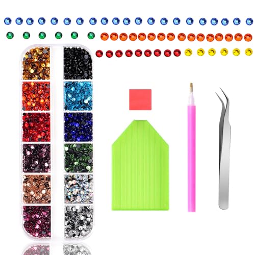 Altaroo 2160 Stück Hotfix Strasssteine, Strasssteine für Textilien Bunt Farbe, Glitzersteine für Textilien Runde für TextilienKleidung, Taschen, Schuhe, DIY (SS10/2,7-2,9mm) von Altaroo