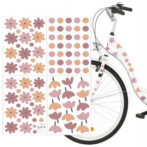 Altaroo 4 Stück Fahrrad Sticker Gänseblümchen, Aufkleber Fahrrad 29x21cm, Aufkleber Blumen, Auto Aufkleber für Roller Notebook Laptop von Altaroo