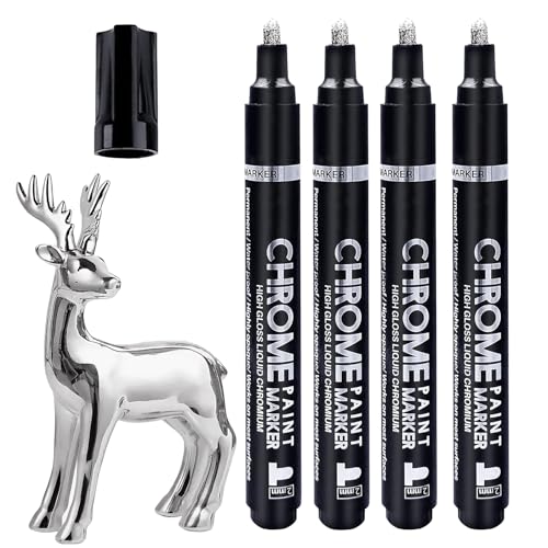 Altaroo 4 Stück Silber Chrom Marker, Lackstift Silber 2mm, Marker Permanent Wasserfest Metallic Spiegel, Lackstift für Modellmetall, Glas, Kunststoff, Metallisch Lackierte Oberfläche Altaroo 4 Stück Silber Chrom Marker, Lackstift Silber 2mm, Marker Permanent Wasserfest Metallic Spiegel, Lackstift für Modellmetall, Glas, Kunststoff, Metallisch Lackierte Oberfläche von Altaroo
