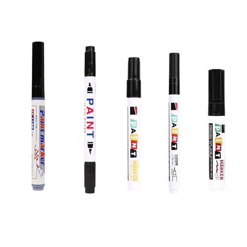 Altaroo 5 Stück Acrylstifte Schwarz, Permanent Marker Schwarz mit 0.5-5mm, 1mm, 2mm, 3mm, 0.7mm, 8mm, Filzstift Dicke und Dünne Spitze für Stoff, Leinwand, Stein, Glas, Holz, Papier von Altaroo