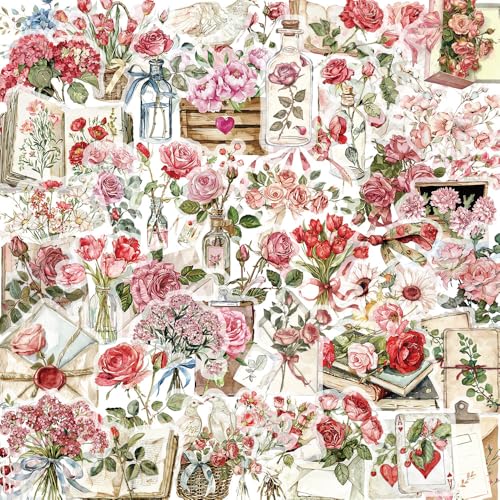 Altaroo 50 Stück Transparente Scrapbooking Aufkleber, PET Blumen Aufkleber Pflanzen Sticker, Scrapbook Stickers für Scrapbook Fotoalbum Sammelalbum Laptops Handwerk von Altaroo
