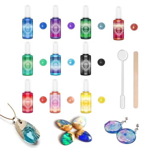 Altaroo Epoxidharz Farbe 10 Farben, Farbpigmente für Gießpulver Perlglanz Flüssige, Gießpulver Farbe für Hartz Farbe, UV Resin, Harz Farbstoff -je 10ml von Altaroo