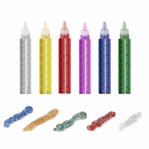 Altaroo Glitzerkleber 6 Tuben, Glitzerstifte Glitter Glue 6 Farben, Klebestifte mit Glitzer, Glitzer Basteln, Glitzerkleber für kinder glitzerstifte mädchen Junge zum Bemalen und Verzieren -je 10 ml Altaroo Glitzerkleber 6 Tuben, Glitzerstifte Glitter Glue 6 Farben, Klebestifte mit Glitzer, Glitzer Basteln, Glitzerkleber für kinder glitzerstifte mädchen Junge zum Bemalen und Verzieren -je 10 ml von Altaroo
