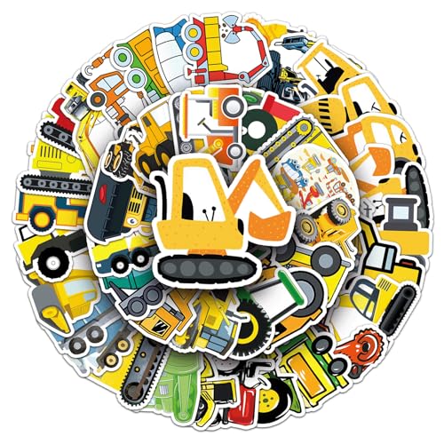 Altaroo Traktor Sticker, 50 Stück Aufkleber Kinder Sticker Fahrzeuge Wasserfeste, Traktor Bagger Aufkleber für Laptop Skateboard Koffer Helm Auto Fahrrad Handy, Geschenk für Kinder Teenager Erwachsene von Altaroo