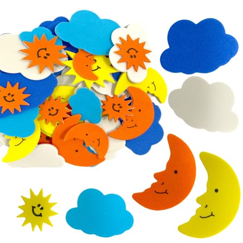 Altaroo Moosgummi Sticker Sterne, Mond und Wolken, Moosgummi Basteln, Moosgummi Selbstklebend, Moosgummi Aufkleber, Selbstklebend 60 Stück Altaroo Moosgummi Sticker Sterne, Mond und Wolken, Moosgummi Basteln, Moosgummi Selbstklebend, Moosgummi Aufkleber, Selbstklebend 60 Stück von Altaroo