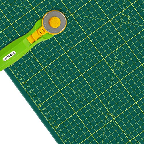 Schneidematte A3 (30x45cm) Gelb auf Grün/Grün mit Altera Rollschneider inkl. 1 Klinge von Altera