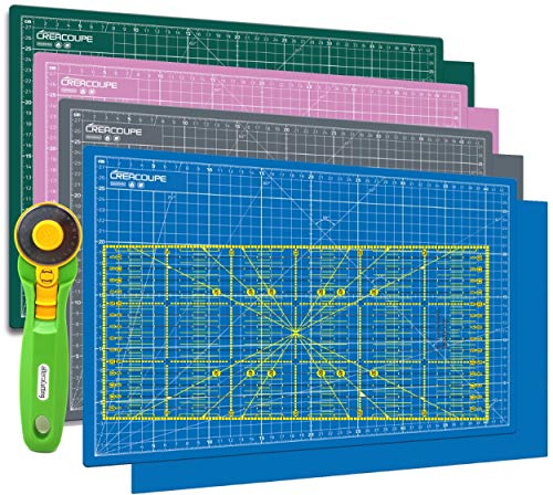 Schneidematte Set, schneidunterlage A1 (60x90cm), selbstheilend, mit Altera Rollschneider inklusiv 1 Messer und Altera Universal-Lineal 60x15cm Gelb/transparent. von Altera