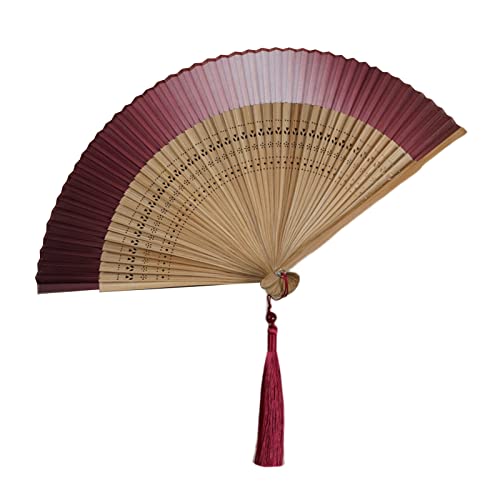 Altsuceser Handfächer, ausgehöhlte Fächer mit Bambusrahmen und Quasten für Tanzen, Cosplay, Hochzeit, Party, Requisiten, Dekoration, Weinrot Altsuceser Handfächer, ausgehöhlte Fächer mit Bambusrahmen und Quasten für Tanzen, Cosplay, Hochzeit, Party, Requisiten, Dekoration, Weinrot von Altsuceser