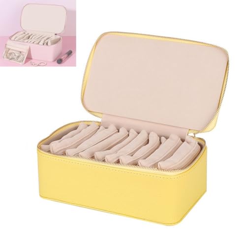Alulayu Generisch Familiarn Travel Jewelry Box with Small Pouches, PU-Leder Tragbarer Schmuckschatulle mit 12 Schmuckbeutel,Travel Jewelry Box für Ohrringe, Halsketten, Ringe, Armbänder (Rosa) von Alulayu