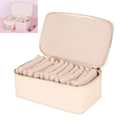 Alulayu Generisch Familiarn Travel Jewelry Box with Small Pouches, PU-Leder Tragbarer Schmuckschatulle mit 12 Schmuckbeutel,Travel Jewelry Box für Ohrringe, Halsketten, Ringe, Armbänder (Rosa) von Alulayu
