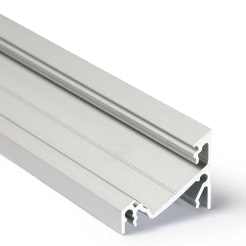 1m Aluprofil CORNER14 (CO14) Ecke 1 Meter Aluminium Eckprofil-Leiste eloxiert für LED Streifen - Set inkl Abdeckung-Schiene transparent-klar click mit Montage-Klammern und Endkappen von Alupona