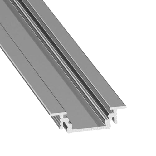 GROOVE (GR) Einbauprofil Aluminium 1m eloxiert | Einbauleiste für Led Streifen bis 1,04cm Breite | U-Profil Einbauschiene + Acryl Abdeckung durchsichtig klar + Endkappen |Aluprofil belastbar von Alupona