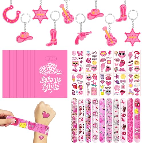 40 Stück Cowgirl-Partytütenfüller für Kinder, Kinder-Partygeschenke mit Slap-Bändern, temporäre Tattoos, Aufkleber, Schlüsselanhänger, Goodie-Geschenktüten, verschiedene Pinata-Spielzeuge für Jungen von Alviller