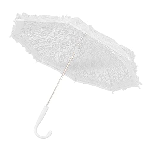 Alvinlite Regenschirm Weiß Hochzeit 43.5 x 48.5 cm, Vintage Hochzeitsschirm, Handgefertigte Blumen Stickerei Brautschirm, Romantische Brautfoto-Requisiten Dame-Kostüm-Zubehör von Alvinlite