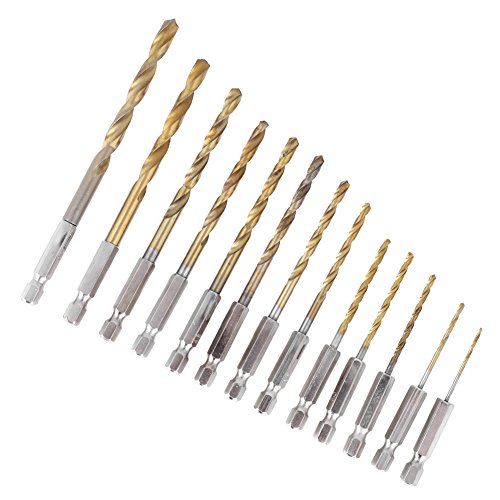 Alvinlite Spiralbohrer-Bits | 13-teiliges 1,5–6,5 mm Titanbeschichtetes Spiralbohrer-Set aus Hochgeschwindigkeitsstahl mit Sechskantgriff | Müheloses Bohren | Spiralbohrer aus Schnellarbeitsstahl Alvinlite Spiralbohrer-Bits | 13-teiliges 1,5–6,5 mm Titanbeschichtetes Spiralbohrer-Set aus Hochgeschwindigkeitsstahl mit Sechskantgriff | Müheloses Bohren | Spiralbohrer aus Schnellarbeitsstahl von Alvinlite