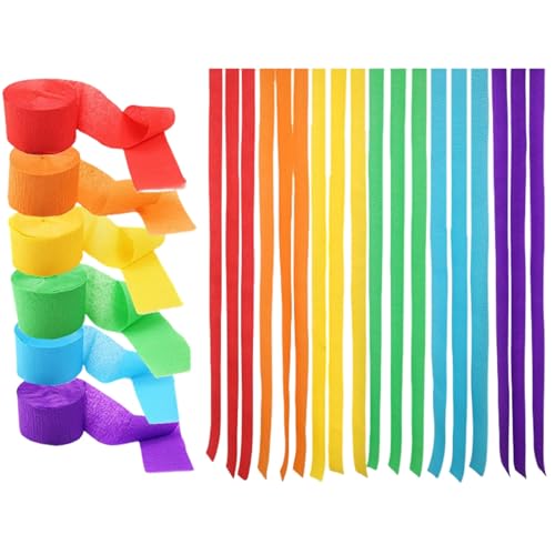 Alwodici 6 Rollen Krepppapier, 4,5 cm x 22 m, Regenbogen-Luftschlangen, bunte Papier-Luftschlangen zum Dekorieren von Anlässen wie Geburtstage, Motto-Partys, Hochzeiten, Babypartys, Willkommensfeiern Alwodici 6 Rollen Krepppapier, 4,5 cm x 22 m, Regenbogen-Luftschlangen, bunte Papier-Luftschlangen zum Dekorieren von Anlässen wie Geburtstage, Motto-Partys, Hochzeiten, Babypartys, Willkommensfeiern von Alwodici