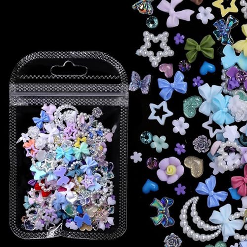 Alwodici Nagelanhänger, 3D-Harz, verschiedene Farben, niedliches Nagelzubehör, einschließlich Schleifen, Blumen, Sterne, Herzen für Bastelarbeiten, Nagelkunst-Design, 200 Stück Alwodici Nagelanhänger, 3D-Harz, verschiedene Farben, niedliches Nagelzubehör, einschließlich Schleifen, Blumen, Sterne, Herzen für Bastelarbeiten, Nagelkunst-Design, 200 Stück von Alwodici