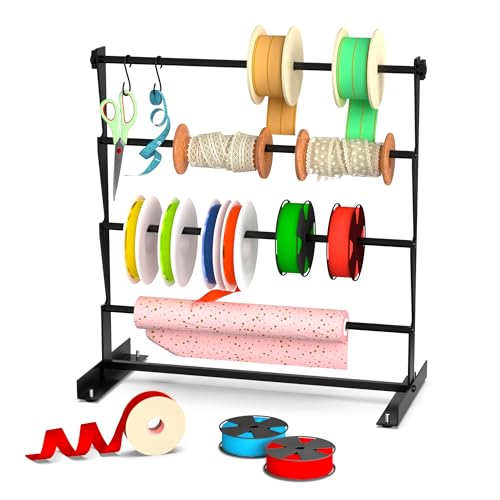 Band-Organizer, Metallband-Halter, Aufbewahrungsregal mit Aktivitäthaken, 4 Ebenen, Bandspulenhalter für Bastelraum, Nähgarn, Netzband, Kranz, Washi-Tape, Floristen, Kunst, Verpackung, Geschenk Band-Organizer, Metallband-Halter, Aufbewahrungsregal mit Aktivitäthaken, 4 Ebenen, Bandspulenhalter für Bastelraum, Nähgarn, Netzband, Kranz, Washi-Tape, Floristen, Kunst, Verpackung, Geschenk von Alyoen