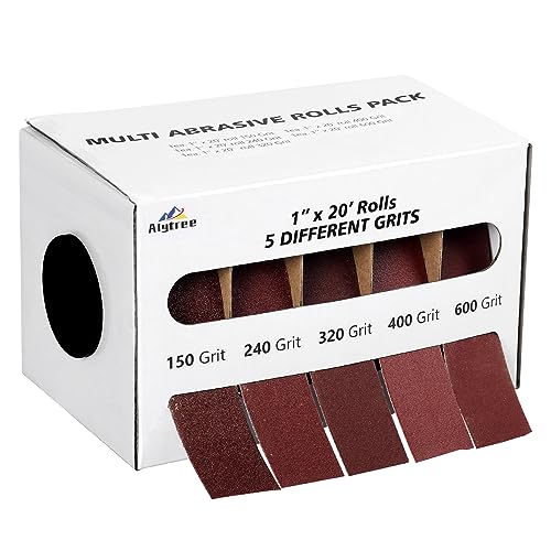 Schleifpapier Rolle - 6m x 25mm Schleifpapier 5 Körnung 150, 240, 320, 400 und 600, Schleifpapierrollen mit Abgabegerät, Schleifpapier Set für Handschleifer zum Holz Metall Schleifpapier Rolle - 6m x 25mm Schleifpapier 5 Körnung 150, 240, 320, 400 und 600, Schleifpapierrollen mit Abgabegerät, Schleifpapier Set für Handschleifer zum Holz Metall von Alyoen
