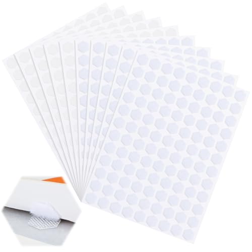Alyvisun 1080 Stück Klettpunkte Selbstklebend 10mm, Klett Klebepunkte Sechseckig, Starke Klett Punkte für Schule, Handwerk, DIY, Haushalt Deko von Alyvisun