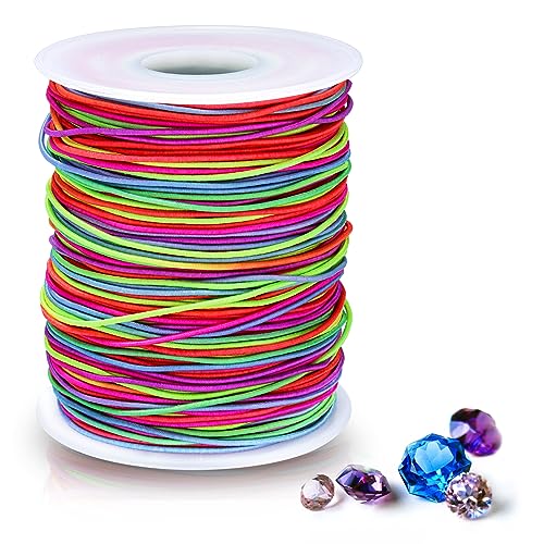 Alyvisun 1mm x 100m Regenbogen Elastisches Band für Armbänder, Gummiband für Armbänder, Geeignet für DIY Schmuckherstellung, Armbänder, Halsketten, Kunsthandwerk, Dekorationen (Bunt) von Alyvisun