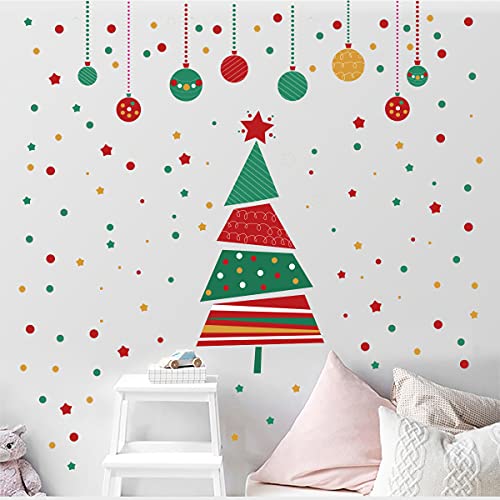Weihnachten Wandaufkleber,Vinyl Selbstklebender Weihnachten Fensteraufkleber Wasserfeste Christmas Tree für Kinderzimmer Schlafzimmer Wohnzimmer Wanddekoration von Alzkkll