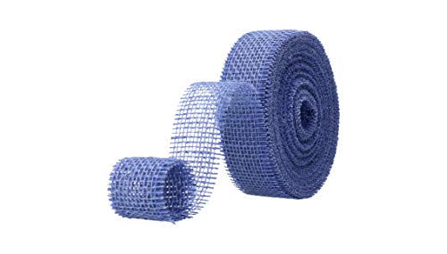 AmaCasa Eco Jutestreifen 4cm breit, 25m Rolle | gestärkter Jutestreifen mit kompostierbarem Etikett | Jute zum Basteln und Verarbeiten (Blau, 4cm/25m) von AmaCasa Eco