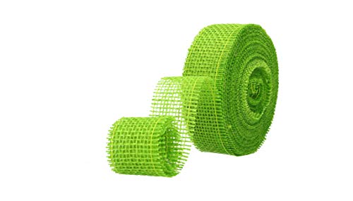 AmaCasa Eco Jutestreifen 4cm breit, 25m Rolle | gestärkter Jutestreifen mit kompostierbarem Etikett | Jute zum Basteln und Verarbeiten (Grün - 4cm/25m) von AmaCasa Eco