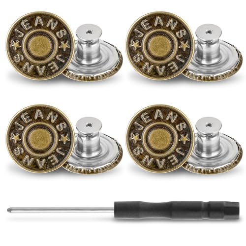 Amabro 17 mm oder 20 mm verstellbare Jeansknöpfe, ohne Nähen abnehmbare Metallknöpfe wiederverwendbare Hosenknopfspanner für Damen und Herren Jeans Bekleidungszubehör Amabro 17 mm oder 20 mm verstellbare Jeansknöpfe, ohne Nähen abnehmbare Metallknöpfe wiederverwendbare Hosenknopfspanner für Damen und Herren Jeans Bekleidungszubehör von Amabro