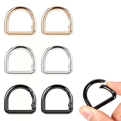 Amabro 6 Stück D Ring Karabiner, Metall Schlüsselanhänger D Ringe Feder-Schlüsselhaken für Umhängetasche Keychain Hardware Keyring Clips Pets Collar Zubehör von Amabro
