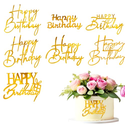 Amabro 8 Stück Happy Birthday Kuchenaufsätze, Goldenes Happy Birthday Tortendeko Set Acryl Spiegel Kuchenaufsatz Zubehör Geburtstagsparty kuchen Deko für Mädchen Kinder Amabro 8 Stück Happy Birthday Kuchenaufsätze, Goldenes Happy Birthday Tortendeko Set Acryl Spiegel Kuchenaufsatz Zubehör Geburtstagsparty kuchen Deko für Mädchen Kinder von Amabro