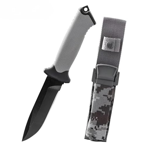 Amacigana Outdoor-Messer mit gerader Klinge,8Cr13MoV Stahlklinge,Gummigriff, 9cm Klinge, Schwerlastdesign, WaffG-konform (A 01) von Amacigana