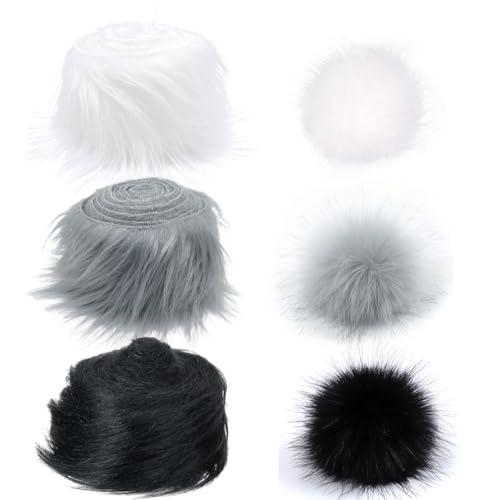 Amacoam Kunstfell-Stoff Flauschig Kunstfell Bordüre Kunstpelz Band Fellstoff, Kunstfell zum Basteln Furry Faux Precut Strips fur Gnome Beard Santa Hair Dwarf DIY Dekoration Kunstfell Basteln 6Stück von Amacoam