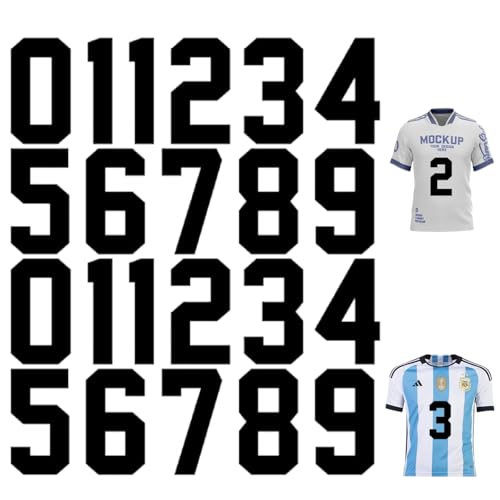 Bügelbuchstaben für Textilien 22Stück Bügelzahlen Große 20 cm Zahlen zum Aufbügeln 0 bis 9 Wärmeübertragung Nummern Patches Aufbügeln Zahlen Buchstaben Aufnäher für Sport DIY T-Shirt Kleidung Uniform von Amacoam