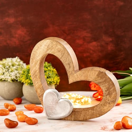 Dekofigur Herz 27x21cm Holzfigur Herzilein Mangoholz Aluminium Dekofigur Herz 27x21cm Holzfigur Herzilein Mangoholz Aluminium von Amago home
